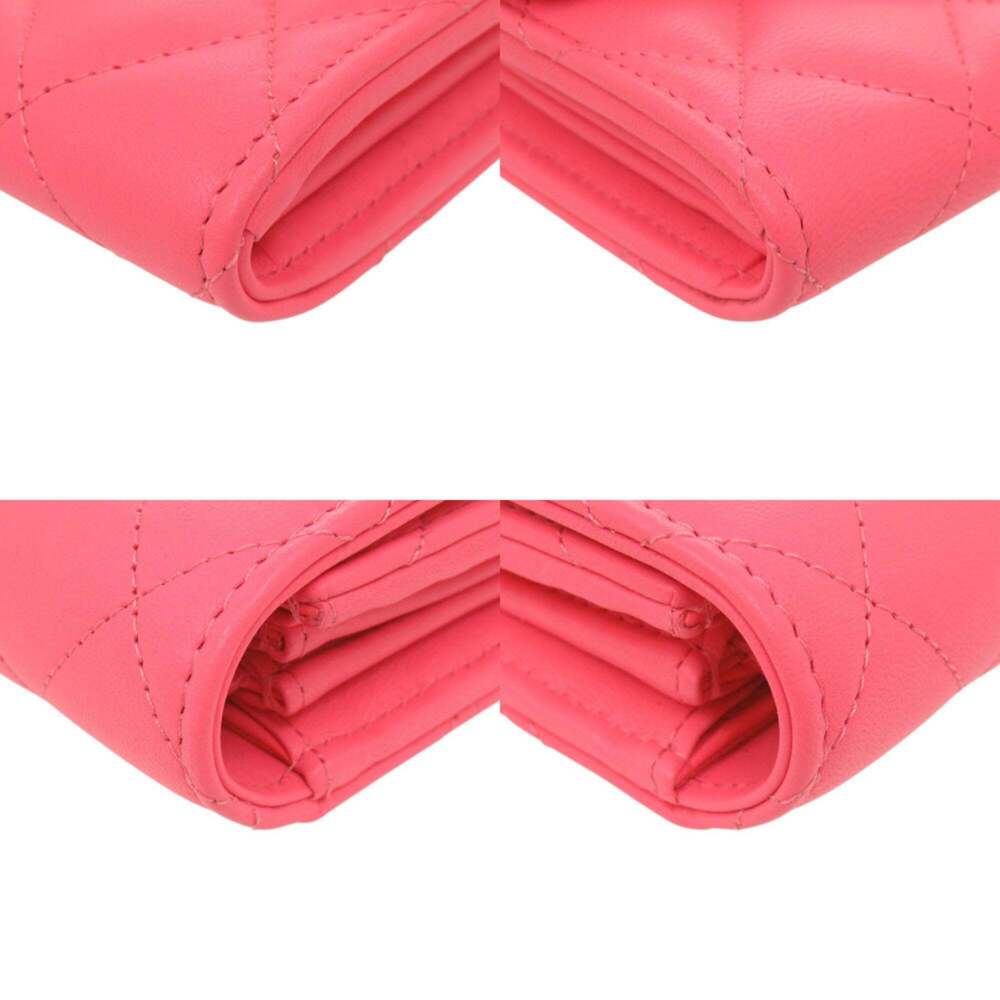 CHANEL Pink Lambskin Leather Logo Wallet - Picture 4 of 10